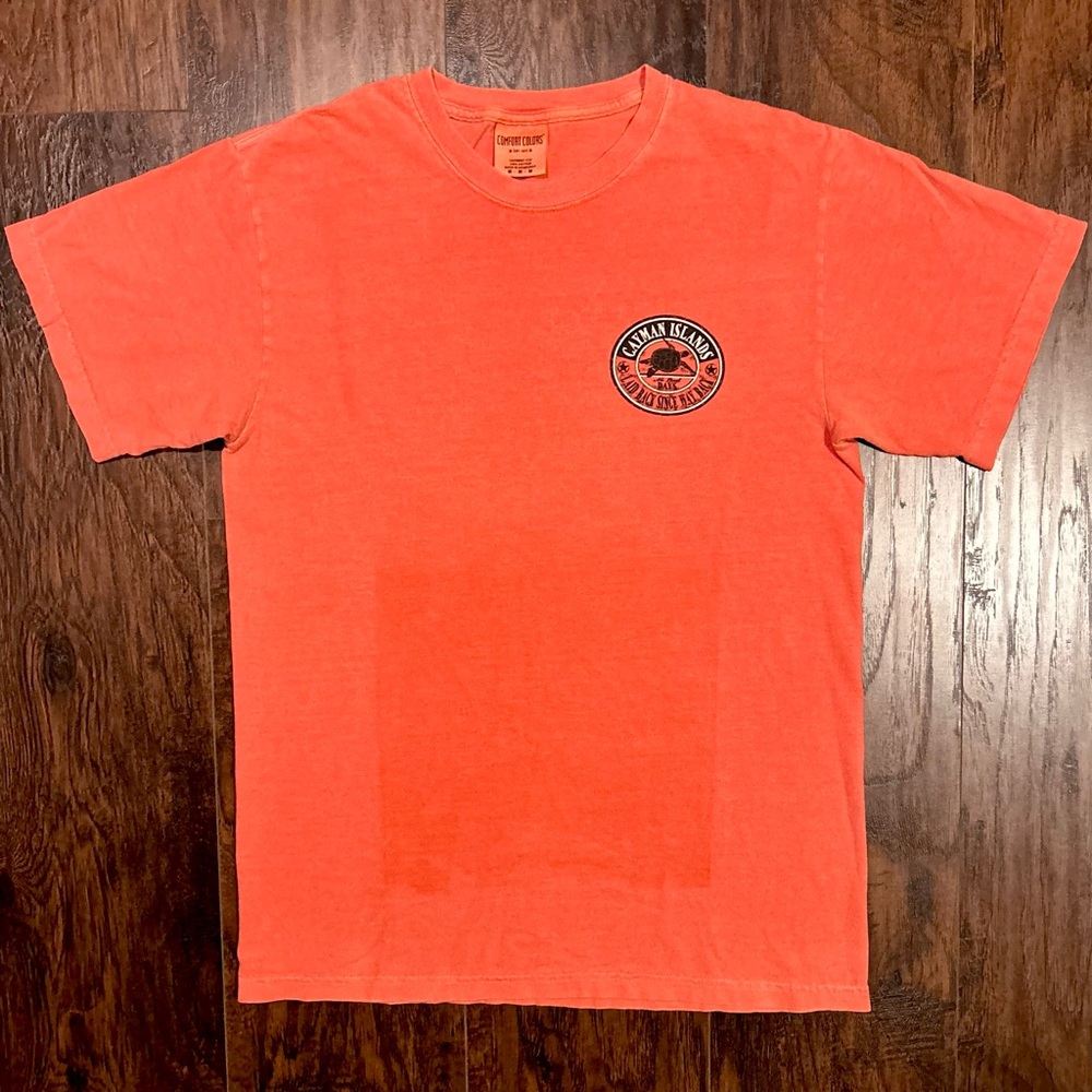 Comfort Colors Cayman Islands Turtle Laid Back Tee Shirt Coral Salmon
